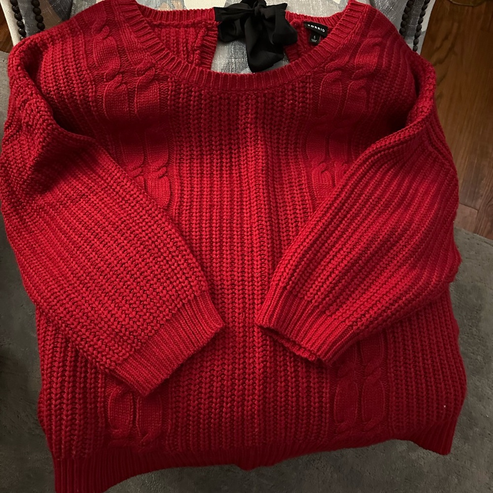 Torrid Red Crew Neck Sweater with Ribbed Knit